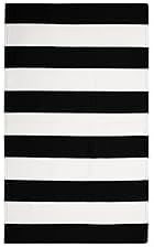 KOZYFLY Black and White Area Rug 27.5x43 Inches Striped Front Door Rug Cotton Washable Indoor Outdoor Rug Doormats Outdoor Small Striped Rugs for Kitchen Entryway Patio Front Porch Decor