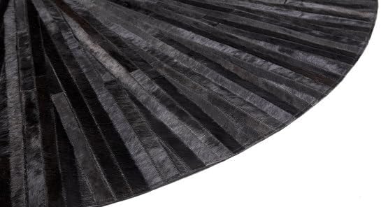 Faux Cowhide Round Area Rug | Non-Slip Leather Floor Carpet for Living Room, Bedroom, and Home Décor | Modern Stylish Accent Rug(Black_10x10)