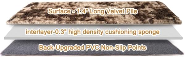 Shaggy Rugs Fluffy Rug, Plush Area Rugs for Living Room Nursery Home Decor, Tie-Dyed Brown Anti-Skid Rectangular Fuzzy Rug 2x6Feet