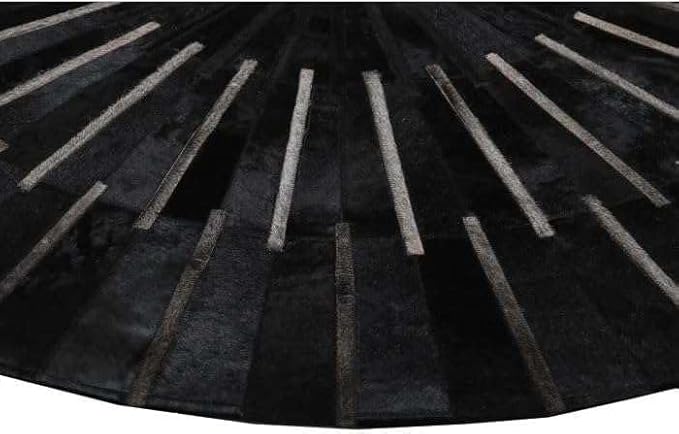 Sn Alef Home Round Designer Rug for Living Room | Handcrafted Black & White Boho Floor Carpet | Modern Ethnic Circular Mat for Home Décor & Meditation Space (Black_4x4)