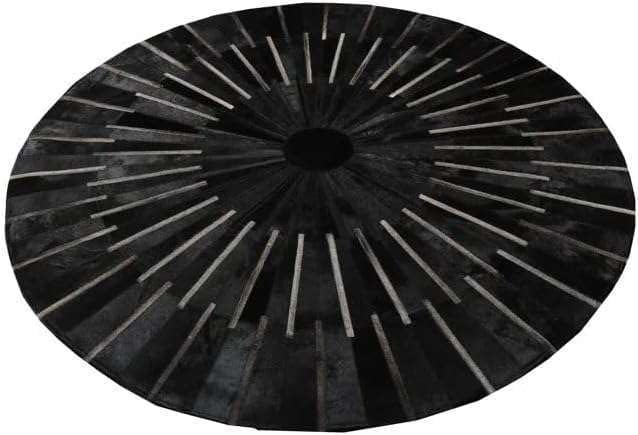 Sn Alef Home Round Designer Rug for Living Room | Handcrafted Black & White Boho Floor Carpet | Modern Ethnic Circular Mat for Home Décor & Meditation Space (Black_6x6)