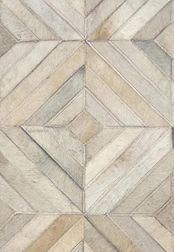 Premium Diamond Patterned Leather Area Rug, Luxury Non Slip Floor Accent for Dining Room, Living Room, Entryway, Elegant Collection Indoor Carpet, Color: White, Size: 4X6 ft