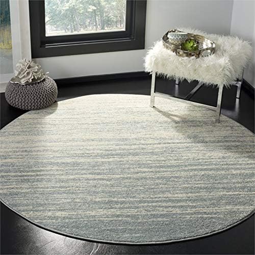 SAFAVIEH Adirondack Collection Area Rug - 8' Round, Slate & Cream, Modern Ombre Design, Non Shedding & Easy to Clean, Ideal for Living Room, Bedroom, Office, Dining Space (ADR113T)