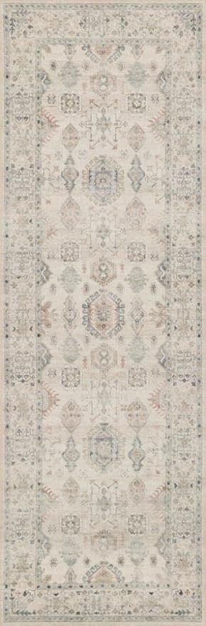 Loloi Hathaway Collection HTH-04 Beige/Multi 5'-0" x 7'-6", .25" Thick Area Rug, Soft, Durable, Printed, Modern, Low Pile, Non-Shedding, Easy Clean, Living Room Rug