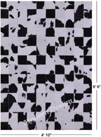 Modern Design Premium Cowhide Leather Carpet with Chevron Pattern, Area Rug (Black/White, 9x12)