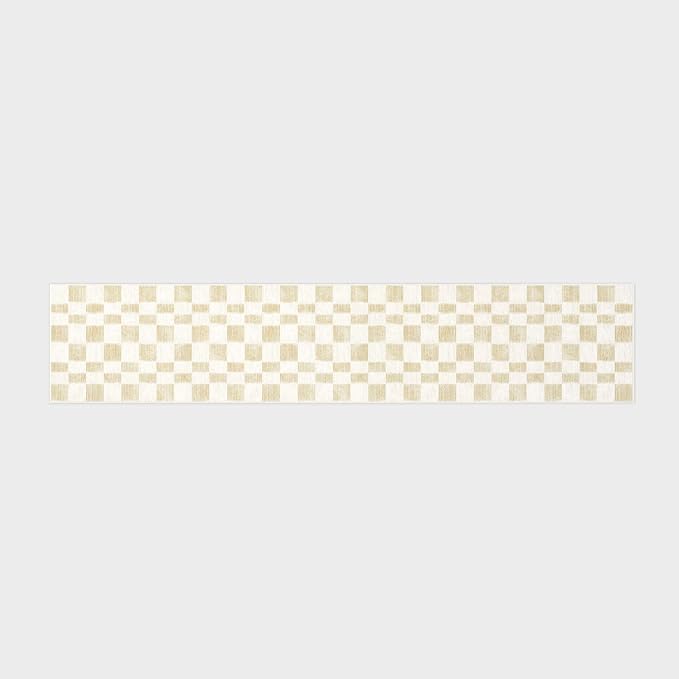 EVERGRACE Checkered Plaid Area Rug 2x10, Soft Fuzzy Faux Wool Rugs Washable Anti Slip Rugs Long Runner Rug Carpet for Entryway Bedroom Living Room Hallway Kitchen Dining Room and Laundry Room, Beige