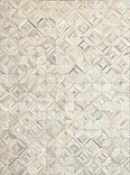 Premium Diamond Patterned Leather Area Rug - 6X9 ft - White- Luxury Non Slip Floor Accent for Dining Room, Living Room, Entryway, Elegant Collection Indoor Carpet