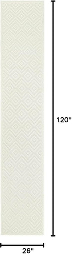 Nourison Home Versatile Ivory White 2'2" x 10' Area Rug - Easy Clean, Non Shedding, Bed Room, Living Room, Dining Room, Kitchen (10' Runner)