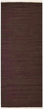 Rugsotic Carpets Hand Woven Flat Weave Kilim Wool 2'6''x10' Runner Area Rug Solid Dark Brown D00111