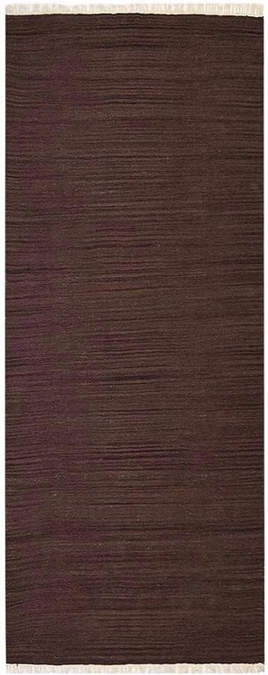 Rugsotic Carpets Hand Woven Flat Weave Kilim Wool ECO-Friendly Area Rugs - 2'6''x6', Runner Shape, Dark Brown Color, Solid Plain Design, Low Pile Handmade Rugs for Living Room, Bed Room (D00111)