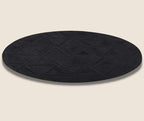 Black Round Rug 5x5 ft – Soft Anti-Slip Modern Faux Leather Area Carpet with Textured Geometric Pattern Rug for Living Room, Bedroom, Dining, Kids Room, Playroom, Lounge & Home Decor