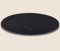 Black Round Rug 9x9 ft – Soft Anti-Slip Modern Faux Leather Area Carpet with Textured Geometric Pattern Rug for Living Room, Bedroom, Dining, Kids Room, Playroom, Lounge & Home Decor