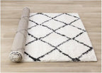 Soft Grey and White Lattice Carpet for Bedroom, 5x7 Washable Modern Rug for Living Room or a Versatile Accent to Refresh Any Room Décor