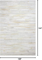 Cowhide Leather Rug for Living Room 9x12 Natural Leather Rug Modern Stripes Style Floor Carpet for Home Decor | Superior Indoor Area Rug White