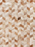 Faux Cowhide Chevron Pattern Area Rug – Beige Geometric Leather Carpet | Modern Durable Floor Accent for Living Room, Bedroom, Dining Room & Office | Size 9x12 ft