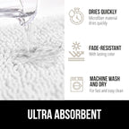 GORILLA GRIP Bath Rug Mat 60x17, Thick Soft Absorbent Chenille, Quick Dry Microfiber Mats, Rubber Backing Washable Shower Floor Rugs, Bathmat Runner, US Designed Bathroom Home Decor Accessories White