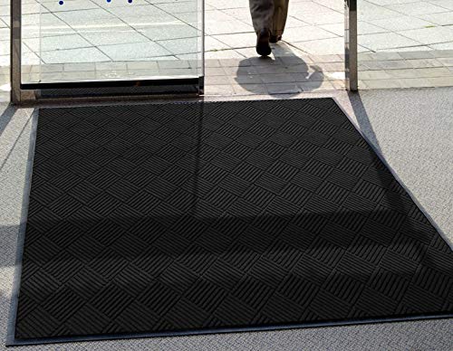 WaterHog Diamond | Commercial-Grade Entrance Mat with Rubber Border – Indoor/Outdoor, Quick Drying, Stain Resistant Door Mat (Medium Brown, 3' x 10')