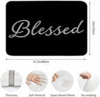 Black Glitter Blessed Bath Rugs Bible Verse Blessed Microfiber Bathroom Mat Soft Plush Shaggy Shower Mat for Bathroom Fluffy Comfortable Water Absorbent Carpet Non-Slip Machine Washable 20"X30"
