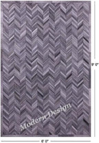 Modern Design Premium Cowhide Leather Carpet with Chevron Pattern, Area Rug (Natural Multi Grey, 2x3)