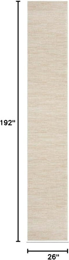 Nourison Home Nourison Essentials Ivory Beige 2'2" x 16' Area Rug - Easy Clean, Non Shedding, Bed Room, Living Room, Dining Room, Kitchen (16' Runner)