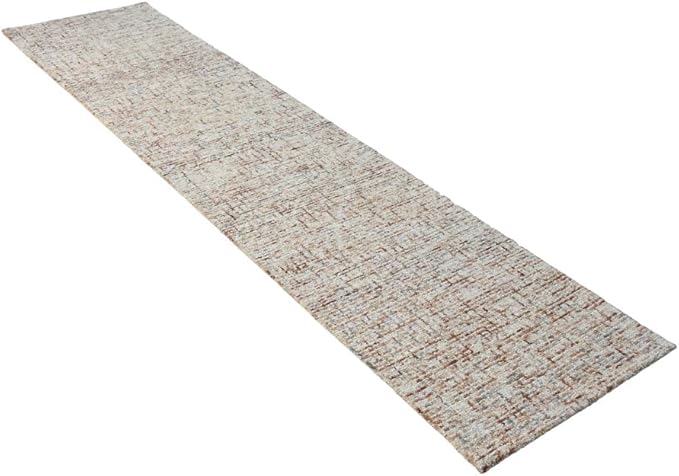 Hand Tufted Wool ECO-Friendly Area Rugs - 2'6''x11', Runner Shape, Light Brown, Solid Plain Design, High Pile Thick Handmade Area Rugs for Living Room, Bed Room (KWC111)