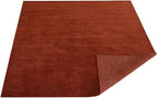 Hand Knotted Loom Wool ECO-Friendly Area Rugs - 6'x6', Square, Light Red Color, Solid Plain Design, High Pile Handmade Anti Skid Area Rugs for Living Room, Bed Room (L00111)