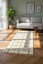 Greer Hand-Tufted Wool Rug - Elegant Taupe and Olive Geometric Pattern for Sophisticated Home Decor (4x6 Ft)