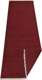Rugsotic Carpets Hand Woven Flat Weave Kilim Wool ECO-Friendly Area Rugs - 2'6''x6', Runner Shape, Dark Red Color, Solid Plain Design, Low Pile Handmade Rugs for Living Room, Bed Room (D00111)