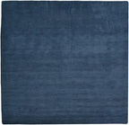 Hand Knotted Loom Wool ECO-Friendly Area Rugs - 6'x6', Square, Blue Color, Solid Plain Design, High Pile Thick Handmade Anti Skid Area Rugs for Living Room, Bed Room (L00111)