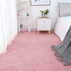 Soft Cashmere Area Rug Luxury Bedside Carpet Bedroom Living Room Mats Solid Color Children's Room Rugs Runner Carpets Indoor Mats Home Décor White Gray Red 4' X 6.5'