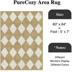 5x7 Checkered Area Rugs for Living Room Brown Machine Washable Large Rug Non-Slip Stain Resistant Low Pile Boho Accent Indoor Throw Carpet for Office Bedroom Dining Room Classroom