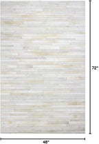 Cowhide Leather Rug for Living Room 4x6 Natural Leather Rug Modern Stripes Style Floor Carpet for Home Decor | Superior Indoor Area Rug, Washable Rug White