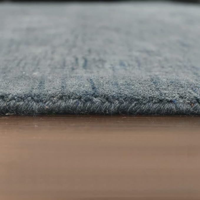 Hand Knotted Loom Wool ECO-Friendly Area Rugs - 8'x8', Octagon, Light Blue Color, Solid Plain Design, High Pile Handmade Anti Skid Area Rugs for Living Room, Bed Room (L00111)