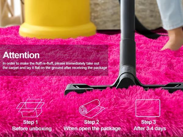 Shaggy Area Rugs, Hot Pink Fuzzy Rugs for Kids Bedroom, Soft Play Nursery Area Rug for Girls, Shag Area Rugs Non Slip, Fluffy Rug Carpet 8x10Ft