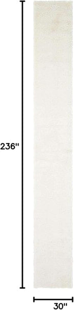 Unique Loom Solid Shag Collection Area Rug (2' 6" x 19' 8" Runner, Snow White)