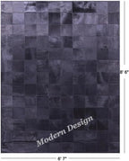 Modern Design Premium Cowhide Leather Carpet with Chevron Pattern, Area Rug (Black, 2x3)