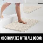 GORILLA GRIP Bath Rug Mat 48x17, Thick Soft Absorbent Chenille, Quick Dry Microfiber Mats, Rubber Backing Washable Shower Floor Rugs, Bathmat Runner, US Designed Bathroom Home Decor Accessories Ivory