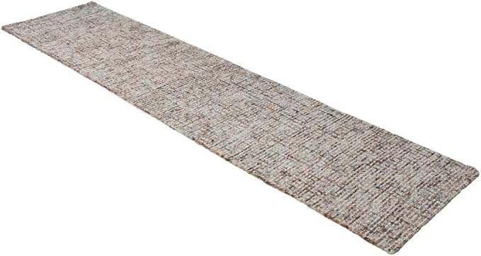 Hand Tufted Wool ECO-Friendly Area Rugs - 2'6''x11', Runner Shape, Beige & Brown, Solid Plain Design, High Pile Thick Handmade Area Rugs for Living Room, Bed Room (KWC111)