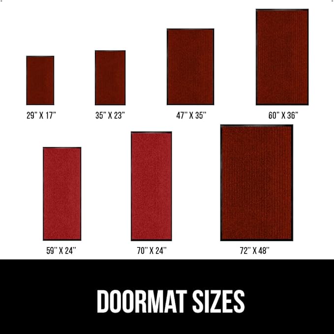 GORILLA GRIP Waterproof Traffic Guard Door Mat, 2 Pack Heavy Duty Entryway Mats, Strong Rubber Back Commercial Utility Rugs for Office Hallway, Garage Floor and Home, Low Profile Carpet, 35x23, Red