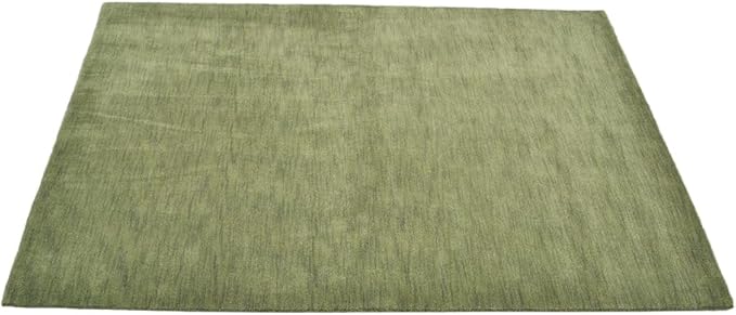 Hand Knotted Loom Wool ECO-Friendly Area Rugs - 8'x8', Square, Green Color, Solid Plain Design, High Pile Thick Handmade Anti Skid Area Rugs for Living Room, Bed Room (L00111)