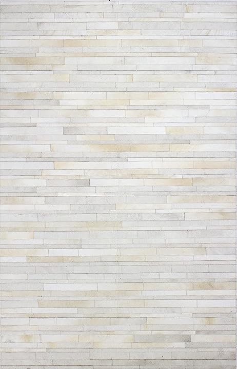 Cowhide Leather Rug for Living Room 4x6 Natural Leather Rug Modern Stripes Style Floor Carpet for Home Decor | Superior Indoor Area Rug, Washable Rug White