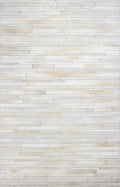 Cowhide Leather Rug for Living Room 4x6 Natural Leather Rug Modern Stripes Style Floor Carpet for Home Decor | Superior Indoor Area Rug, Washable Rug White