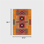 Vintage Boho Area Rugs Multicolor Ethnic Style Geometric Splicing Carpets Bedroom Living Room Kitchen Floor Mats Indoor Outdoor Non-Shedding Runner Rug Home Décor Carpet 4' X 5'