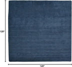Hand Knotted Loom Wool ECO-Friendly Area Rugs - 10'x10', Square, Blue Color, Solid Plain Design, High Pile Thick Handmade Anti Skid Area Rugs for Living Room, Bed Room (L00111)