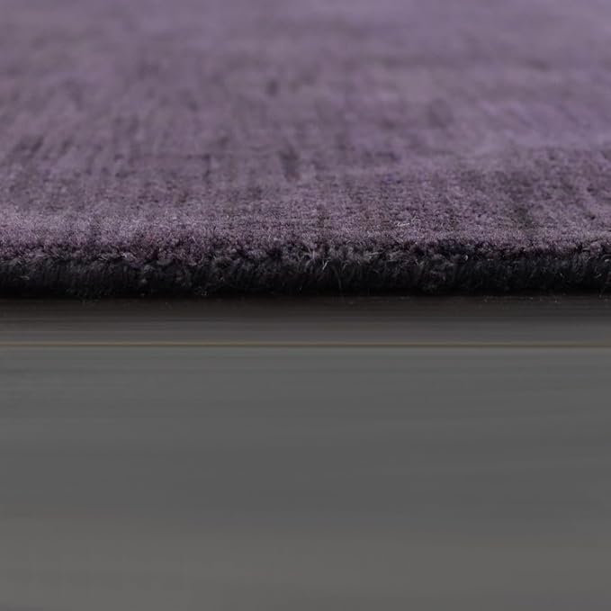 Hand Knotted Loom Wool ECO-Friendly Area Rugs - 6'x6', Octagon, Purple Color, Solid Plain Design, High Pile Thick Handmade Anti Skid Area Rugs for Living Room, Bed Room (L00111)
