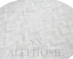 Sn Alef Home Soft Textured Round Rug | White & Grey Woven Carpet for Living Room Bedroom | Minimalist Handcrafted Circular Floor Mat for Home & Décor (Gray_4x4 ft)