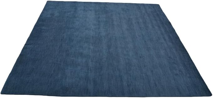 Hand Knotted Loom Wool ECO-Friendly Area Rugs - 6'x6', Square, Blue Color, Solid Plain Design, High Pile Thick Handmade Anti Skid Area Rugs for Living Room, Bed Room (L00111)