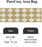 2x8 Runner Checkered Rug for Hallways Brown Washable Long Carpet Non-Slip Low Pile Boho Indoor Accent Throw Rug for Entrance Kitchen Bedroom Dining Laundry