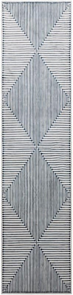 GLN Rugs Contemporary Collection - Machine Washable Area Rug, Contemporary Washable, Non Slip, Low Pile Chenille Rug, Living Room, Bedroom, Kitchen Rug (2'6" x 10' Blue Ivory)