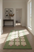 Greer Wool Area Rug - Soft Hand-Tufted Geometric Design with Pink and Green Color Palette, Perfect for Modern Home Decor (4x6 Ft)